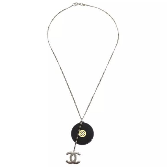 Chanel Record Silver Chain Pendant Necklace 04P - Picture 1 of 4